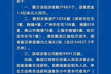 实控人涉嫌集资诈骗小牛在线案件已追缴资金1.4亿余元