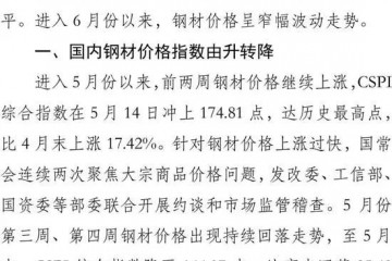 中钢协钢材价格已处高位将出现阶段性回调